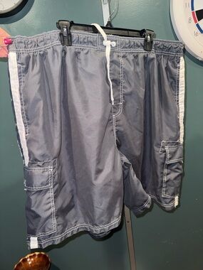 Kanu Surf Gray Swim Trunks with White Trim